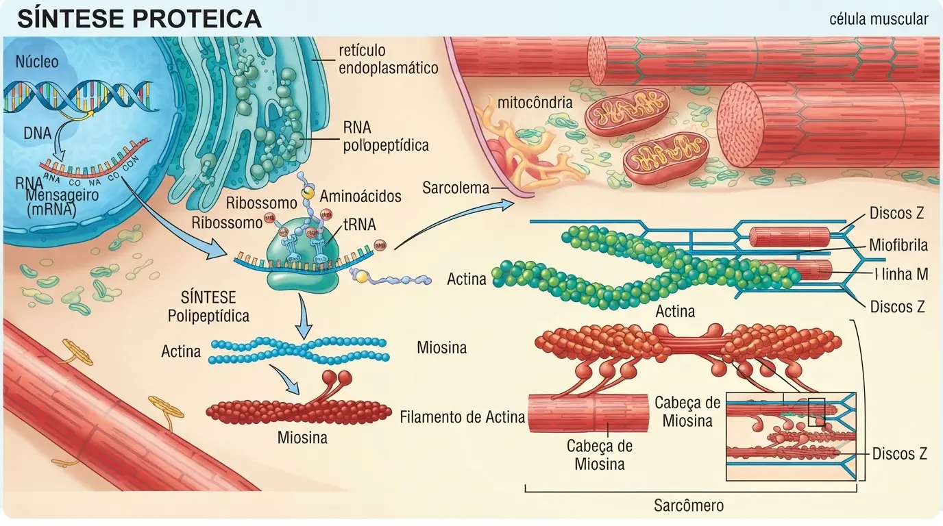 Processo de síntese proteica muscular 